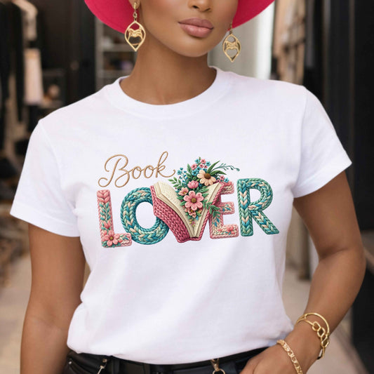 Book Lover T-Shirt — Floral 'Book Lover' Graphic Tee