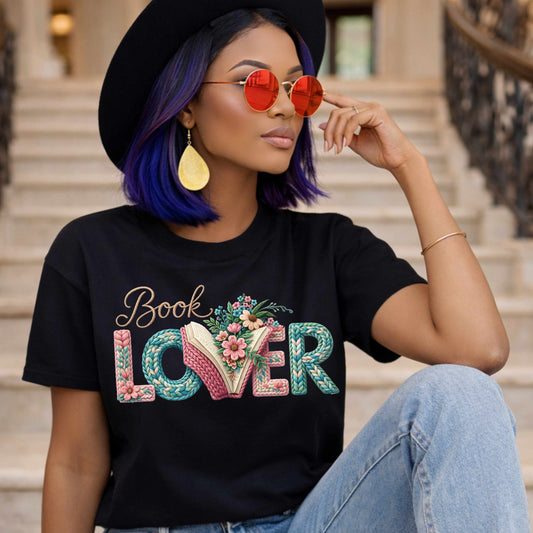 Book Lover T-Shirt — Floral 'Book Lover' Graphic Tee