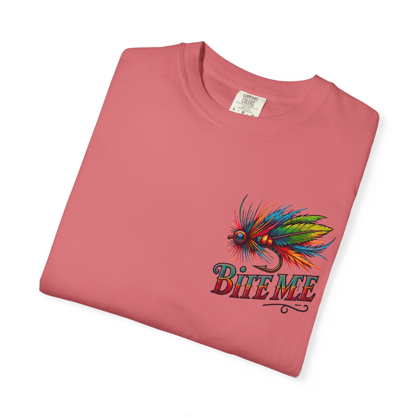 Bite Me Fishing Shirt – Funny Fly Fishing Graphic Tee, Rainbow Lure Outdoor Humor, Sassy Angler Gift