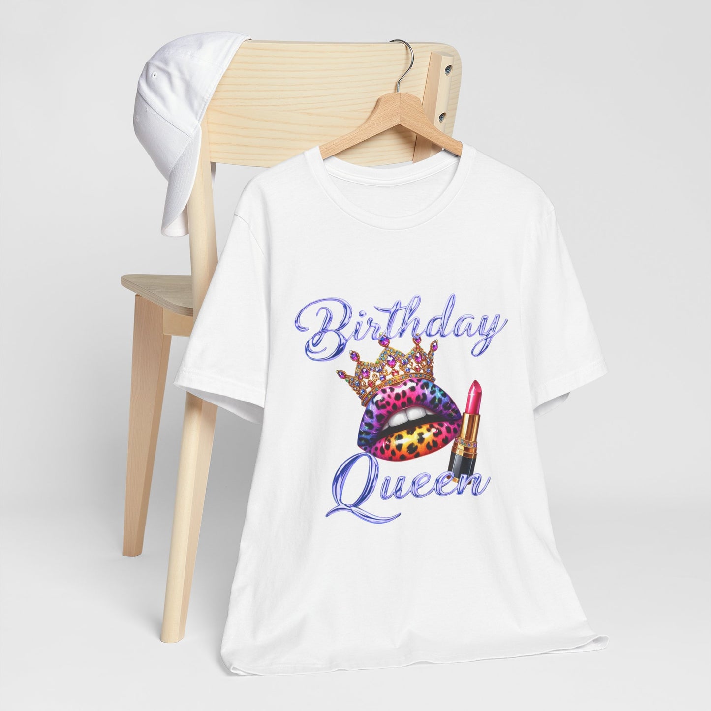 Birthday Queen T-Shirt - Unisex Jersey Tee with Lipstick Design