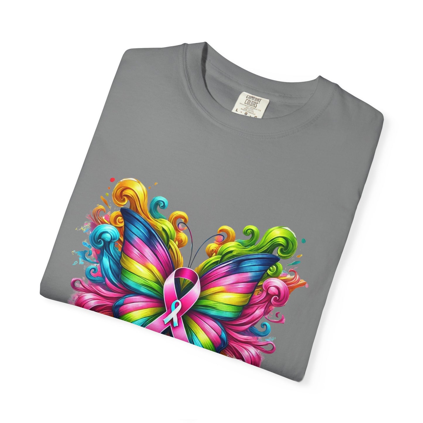 Colorful Butterfly Cancer Awareness Comfort Colors T-Shirt - Believe in Miracles, Fight Together