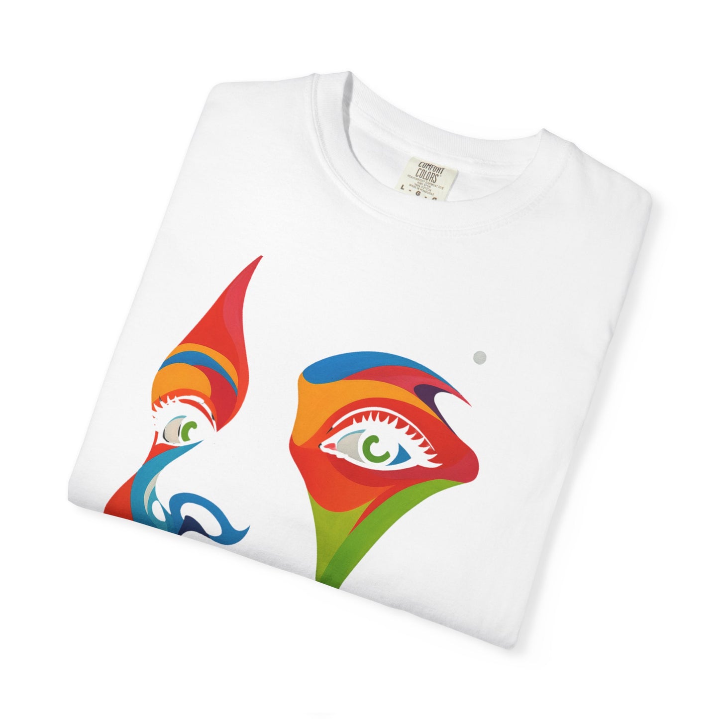 Bold Abstract Rainbow Face Art T-Shirt Colorful Expressionist Portrait Tee  Artistic Streetwear Shirt