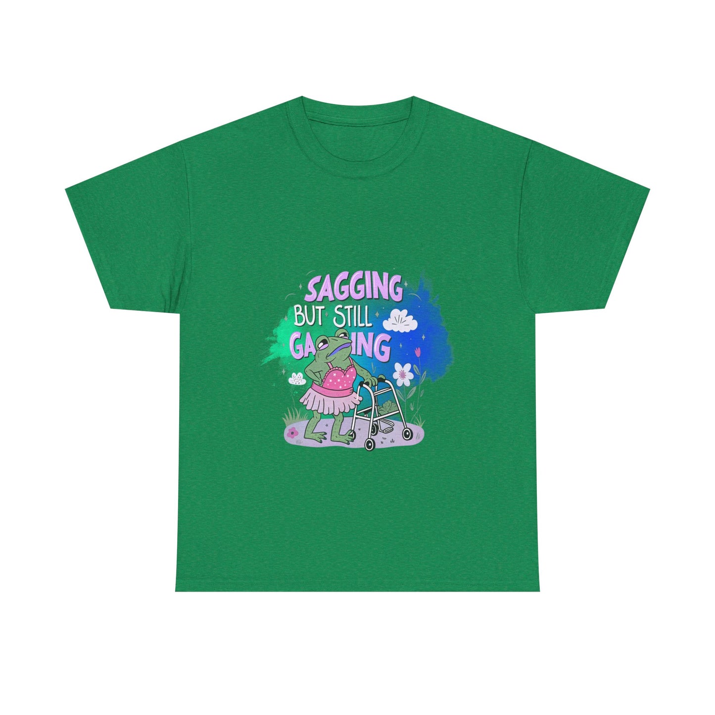Unisex Heavy Cotton Tee - "Sagging But Still Gaming" Fun Graphic Tee for Gamers