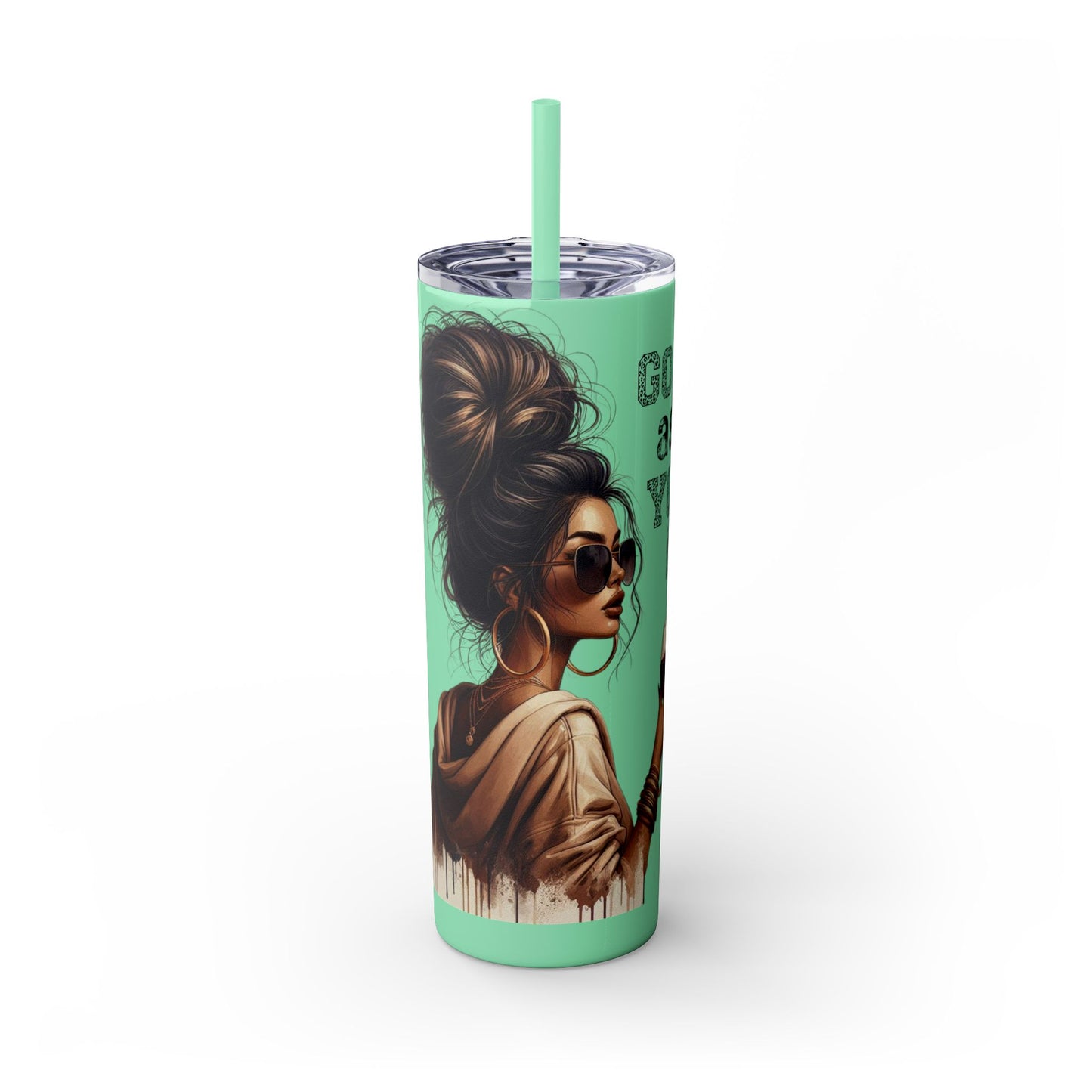 GO ASK YOUR DAD Stylish 20oz Skinny Tumbler with Straw - Go For It Design