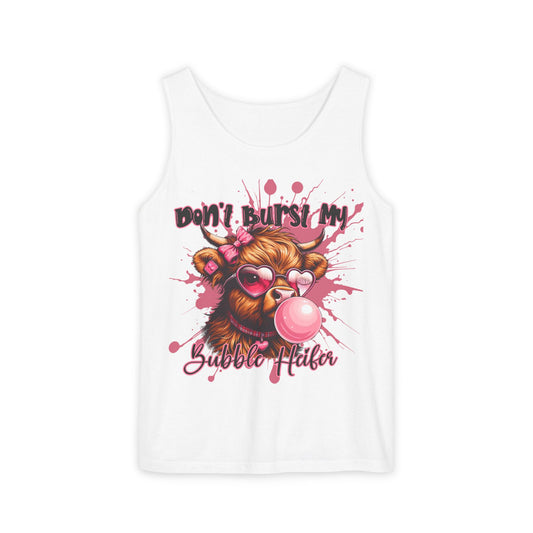 Tank Top - Don't Burst My Bubble Highland Cow Design