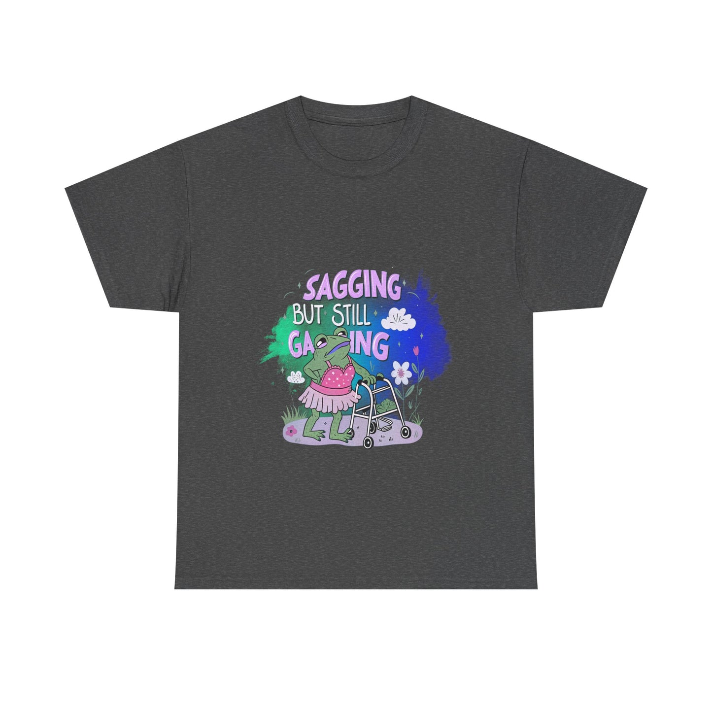 Unisex Heavy Cotton Tee - "Sagging But Still Gaming" Fun Graphic Tee for Gamers