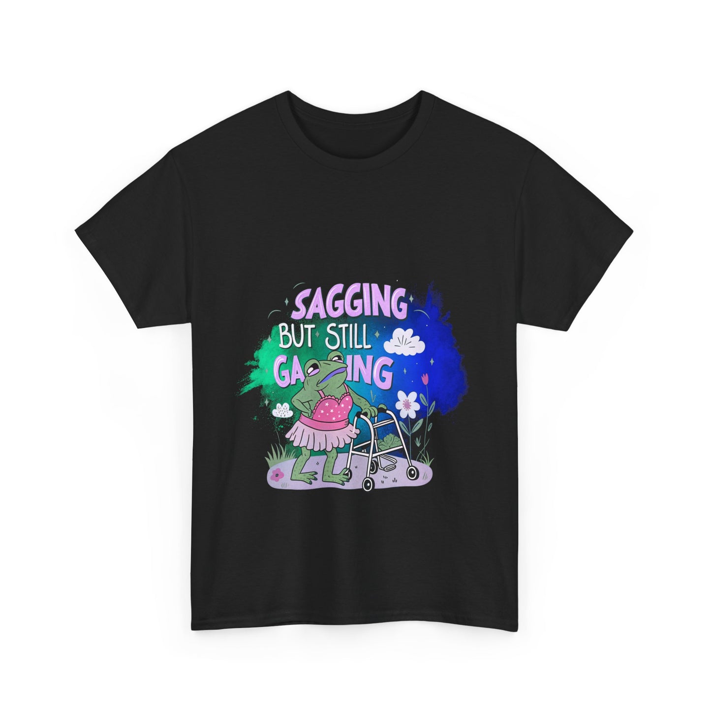 Unisex Heavy Cotton Tee - "Sagging But Still Gaming" Fun Graphic Tee for Gamers