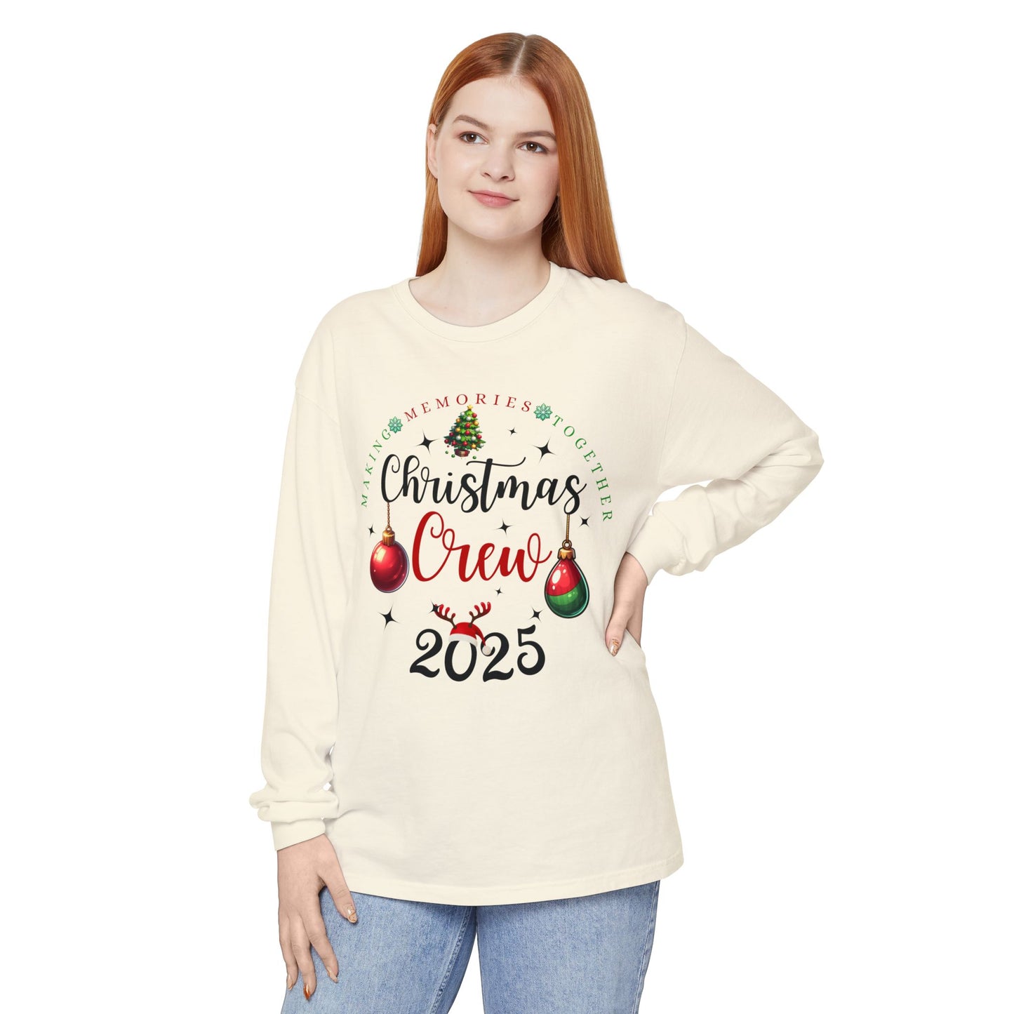 Christmas Crew Long Sleeve T-Shirt 2025; Comfort Colors