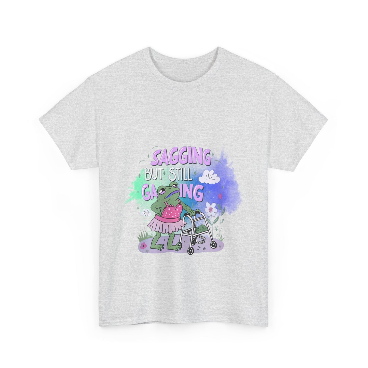 Unisex Heavy Cotton Tee - "Sagging But Still Gaming" Fun Graphic Tee for Gamers