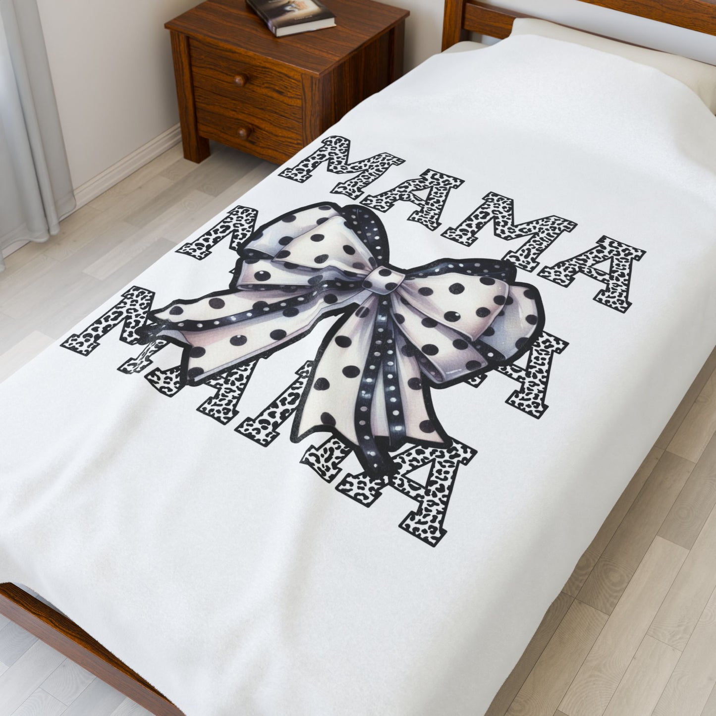 Plush Blanket - Mama Bow Leopard Print