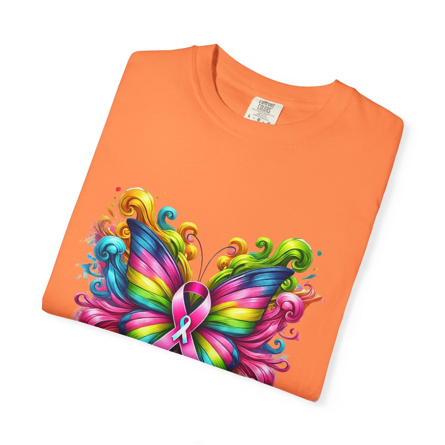 Colorful Butterfly Cancer Awareness Comfort Colors T-Shirt - Believe in Miracles, Fight Together