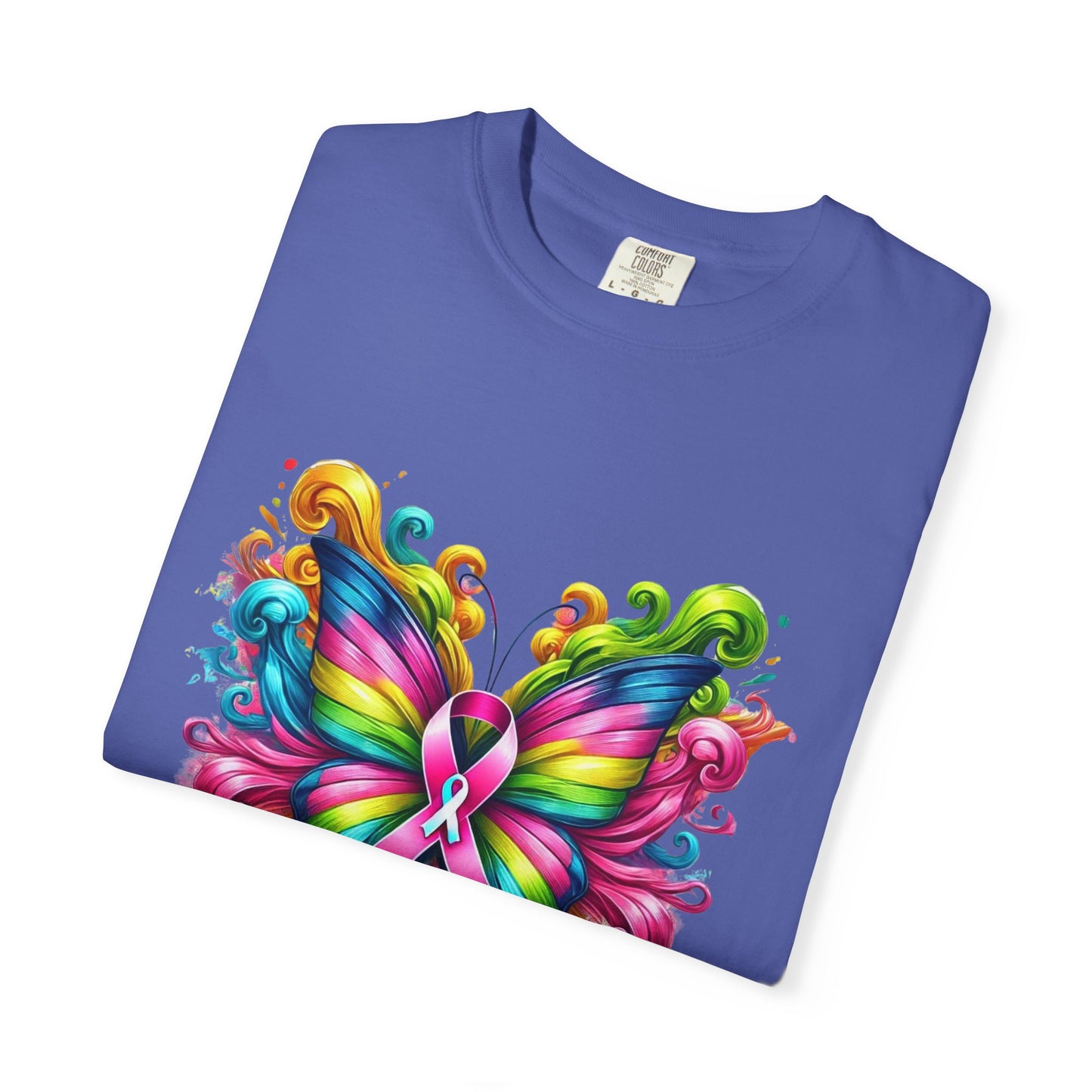 Colorful Butterfly Cancer Awareness Comfort Colors T-Shirt - Believe in Miracles, Fight Together