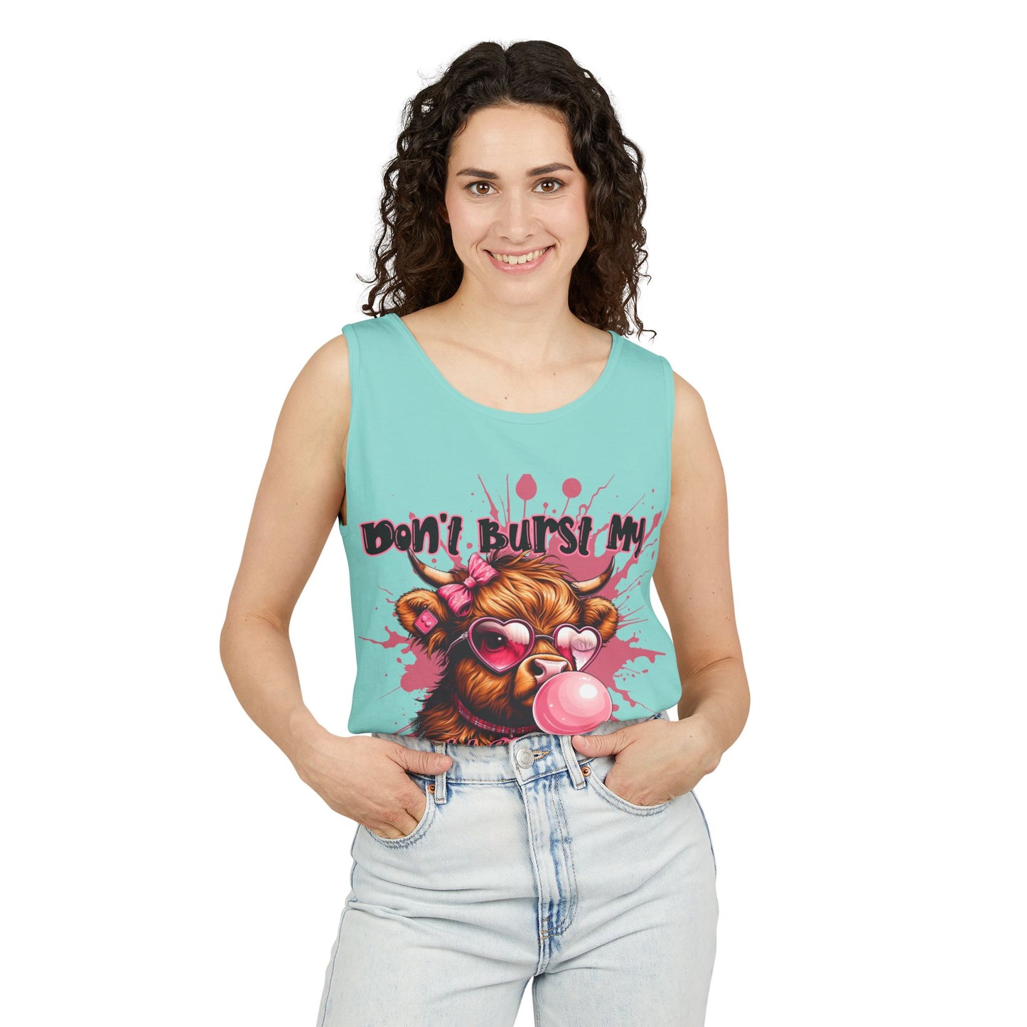 Tank Top - Don't Burst My Bubble Highland Cow Design