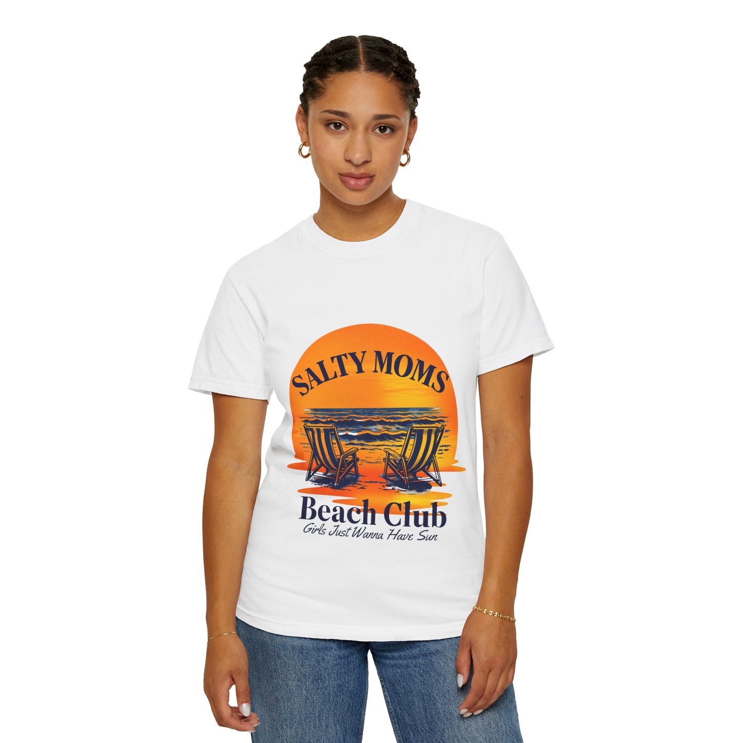 Salty Moms Beach Club T-Shirt - Unisex Garment-Dyed Tee for Beach Lovers