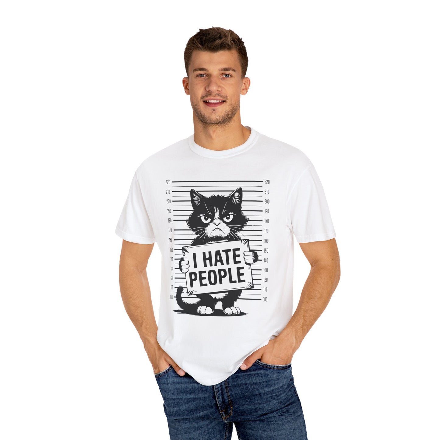 Cat Funny Comfort Colors T-shirt - I Hate People Design