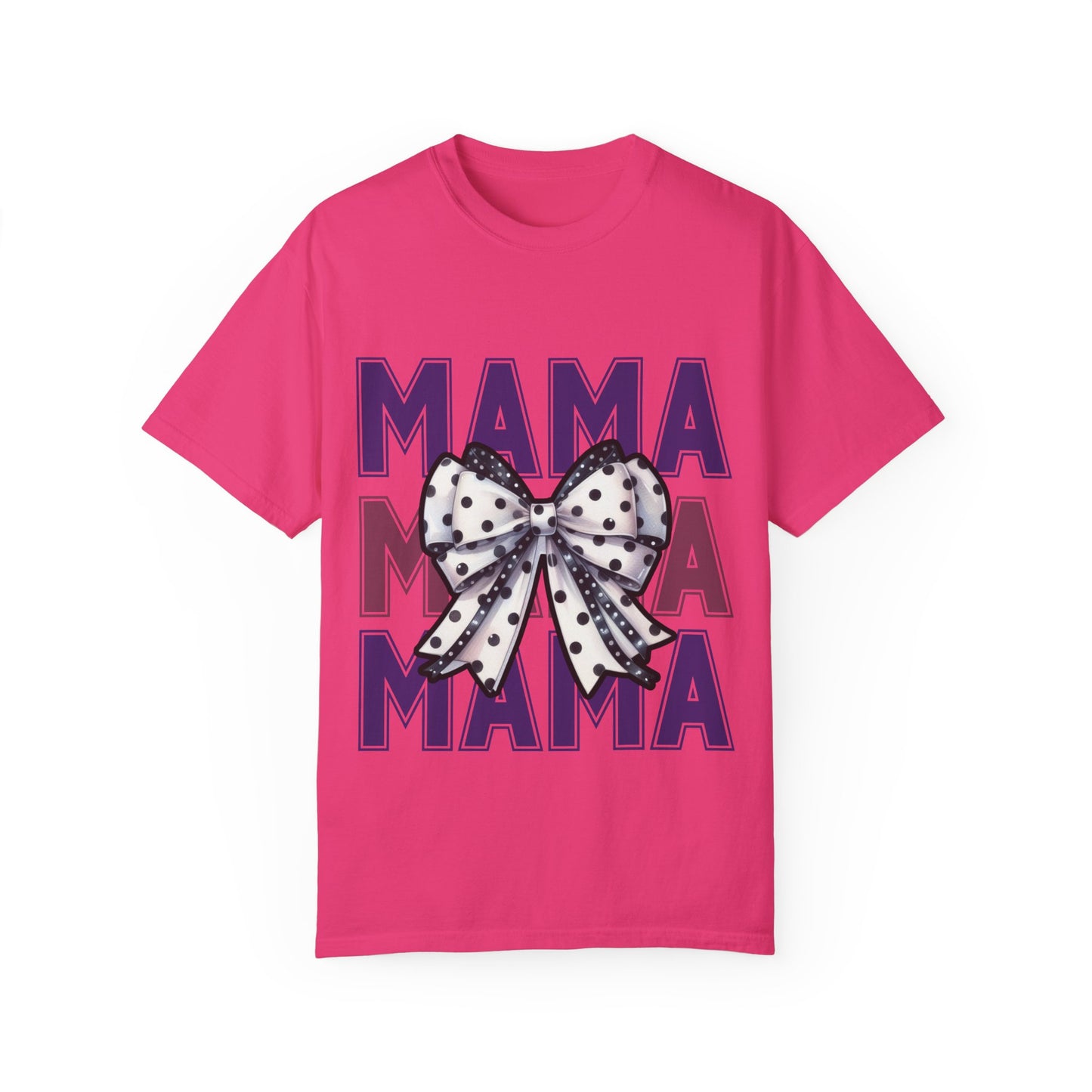 Polka Dot Bow Mama Tee – Retro Glam Mom Vibes comfort colors Unisex T-shirt