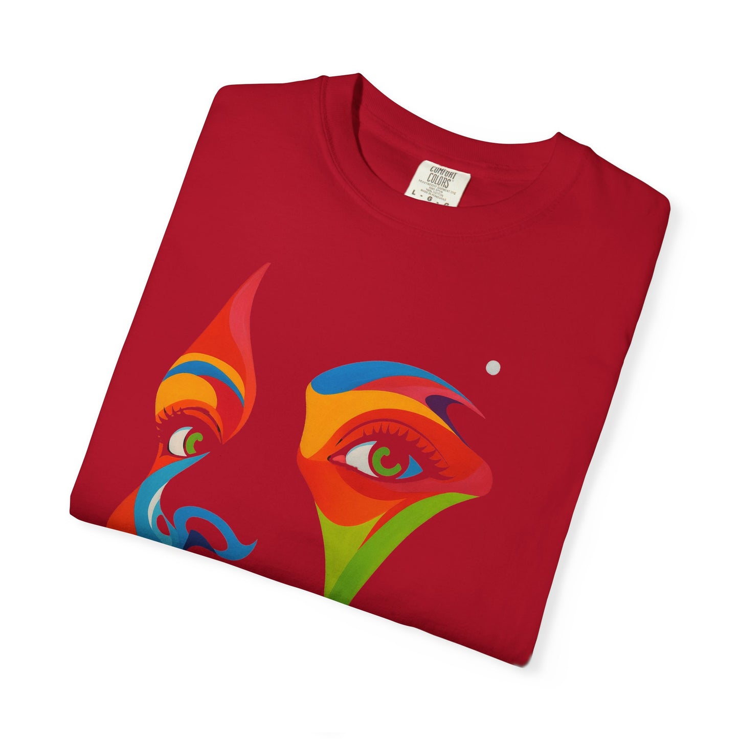 Bold Abstract Rainbow Face Art T-Shirt Colorful Expressionist Portrait Tee  Artistic Streetwear Shirt