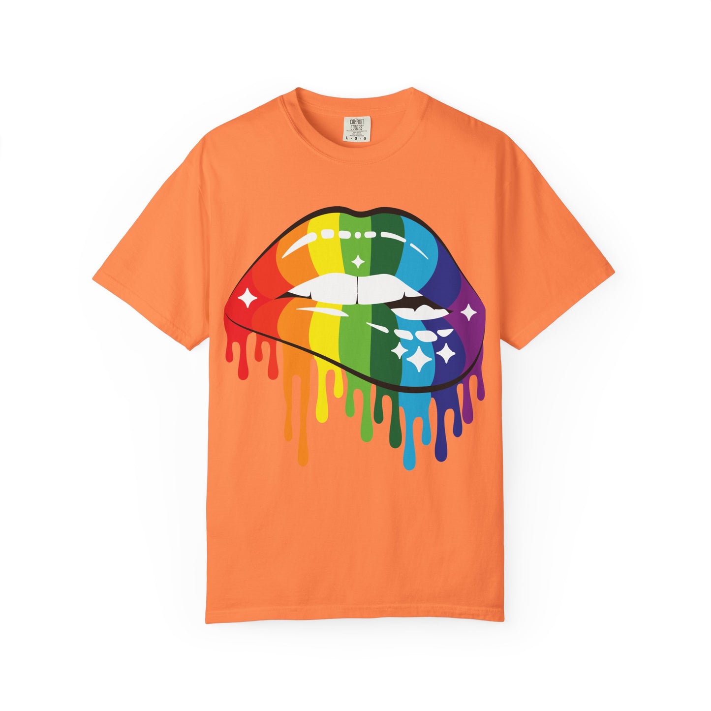 Rainbow Drip Lips Shirt – Bold Pride Graphic Tee, Colorful LGBTQ+ Lip Art, Glitter Dripping Lips Design