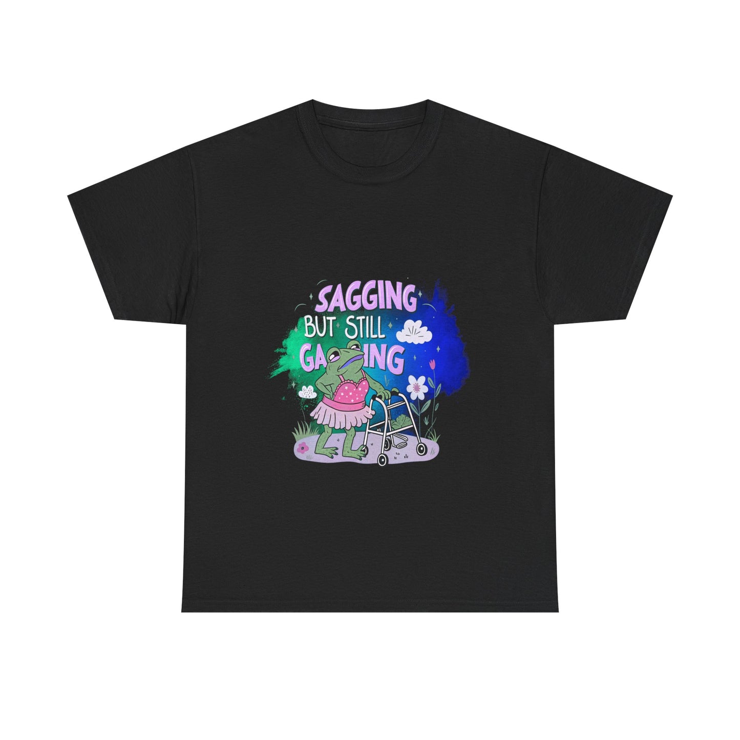 Unisex Heavy Cotton Tee - "Sagging But Still Gaming" Fun Graphic Tee for Gamers