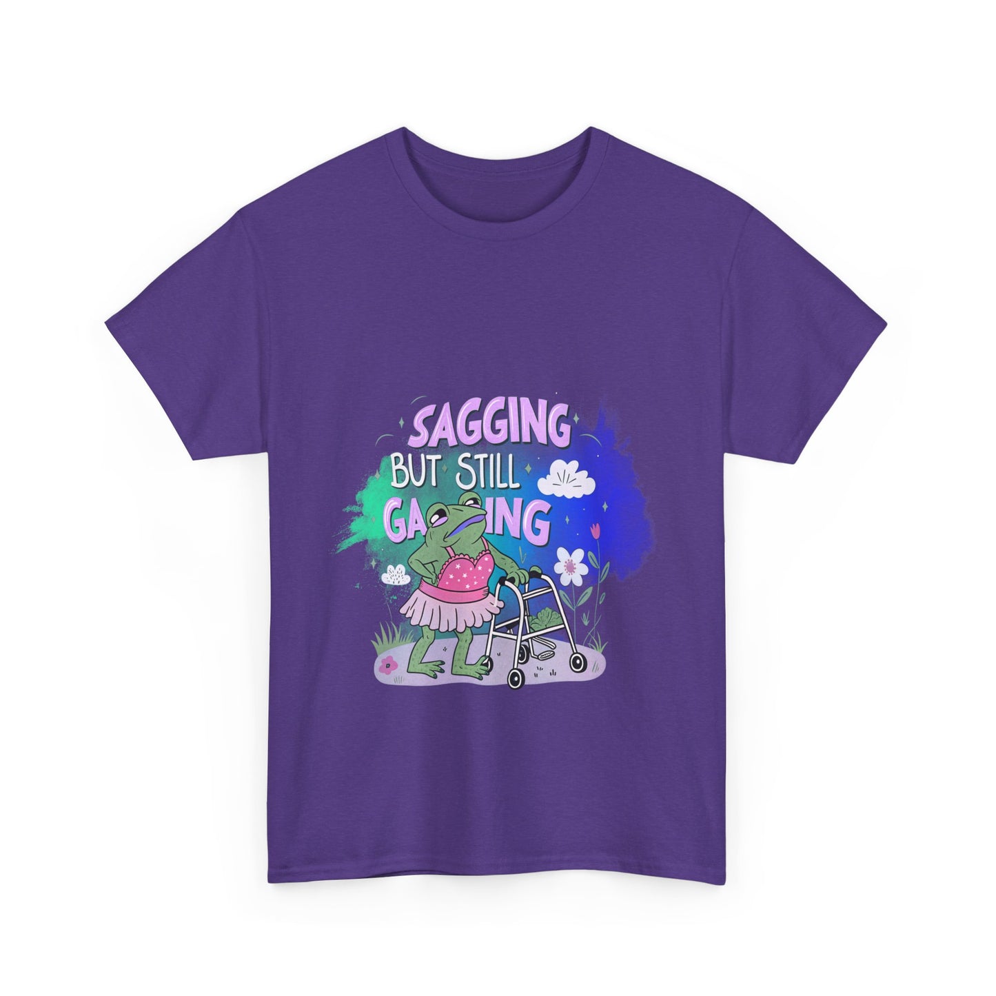 Unisex Heavy Cotton Tee - "Sagging But Still Gaming" Fun Graphic Tee for Gamers