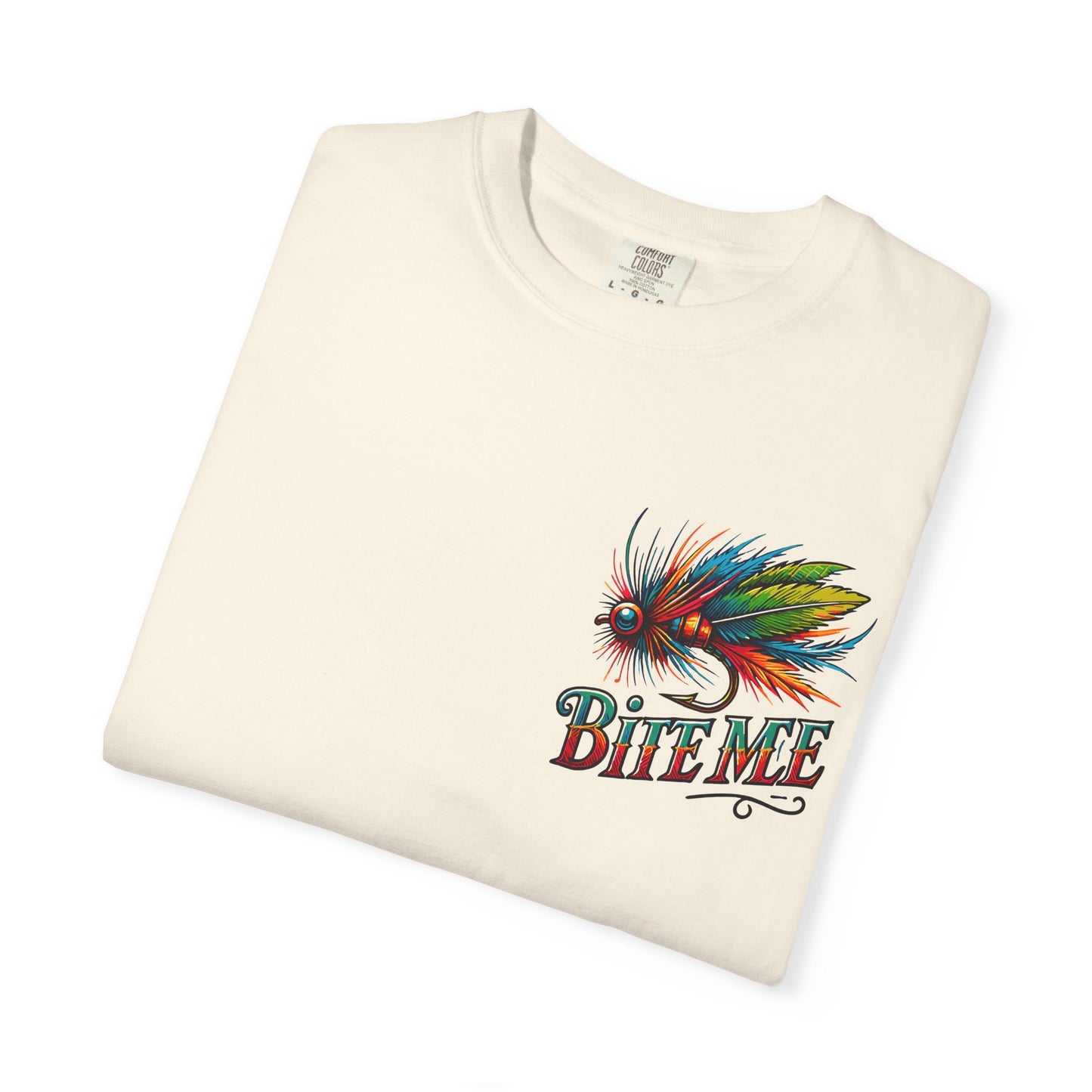 Bite Me Fishing Shirt – Funny Fly Fishing Graphic Tee, Rainbow Lure Outdoor Humor, Sassy Angler Gift