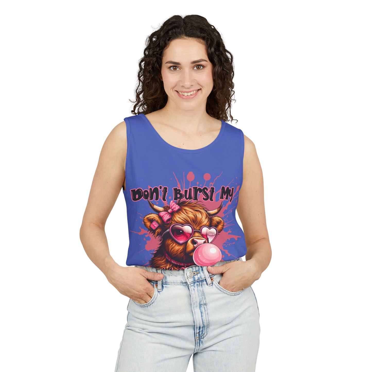 Tank Top - Don't Burst My Bubble Highland Cow Design
