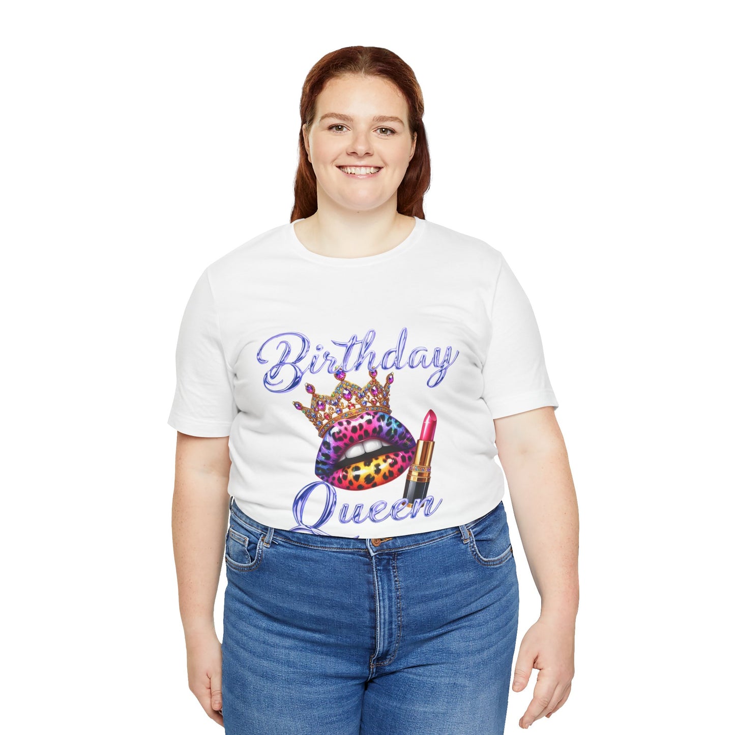 Birthday Queen T-Shirt - Unisex Jersey Tee with Lipstick Design