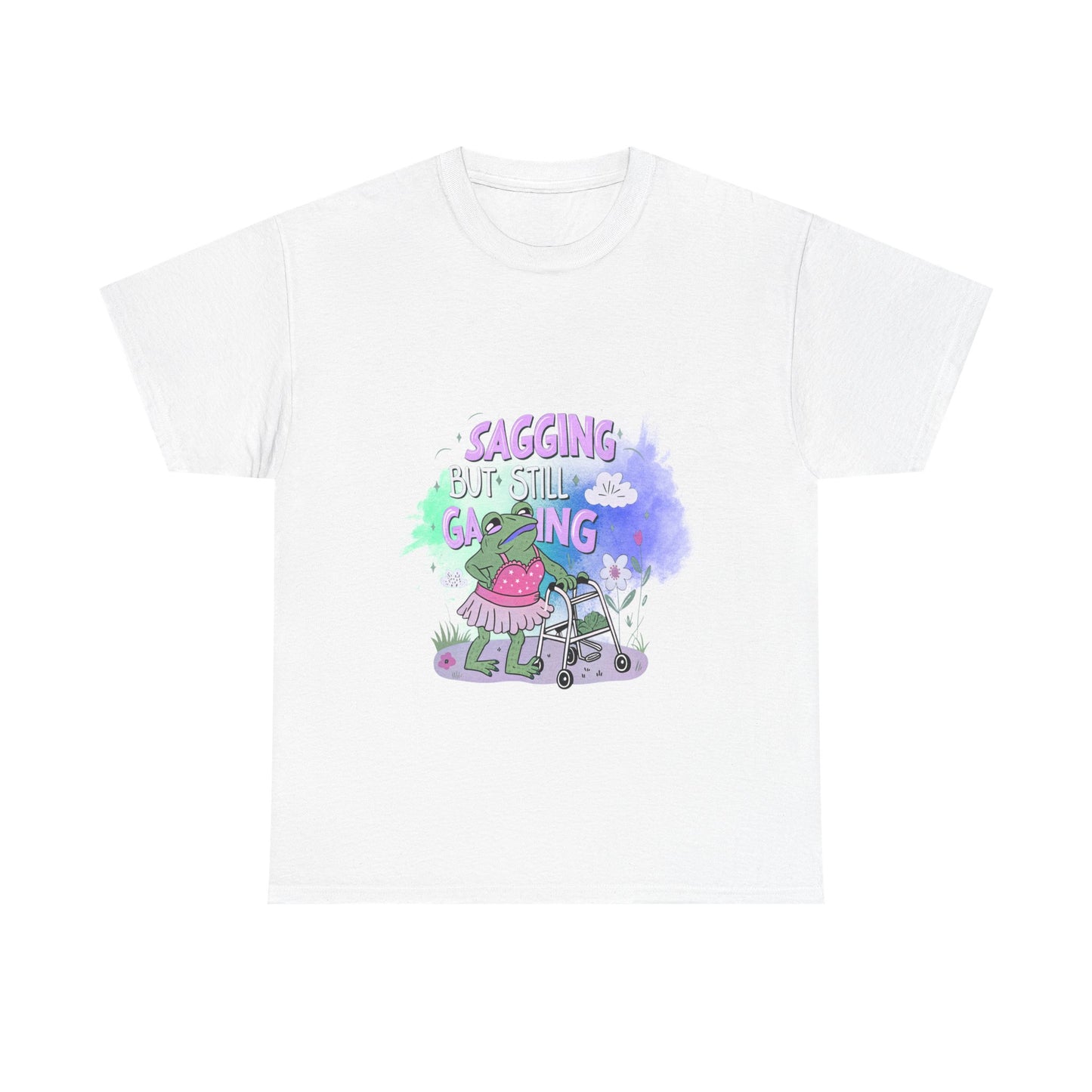 Unisex Heavy Cotton Tee - "Sagging But Still Gaming" Fun Graphic Tee for Gamers