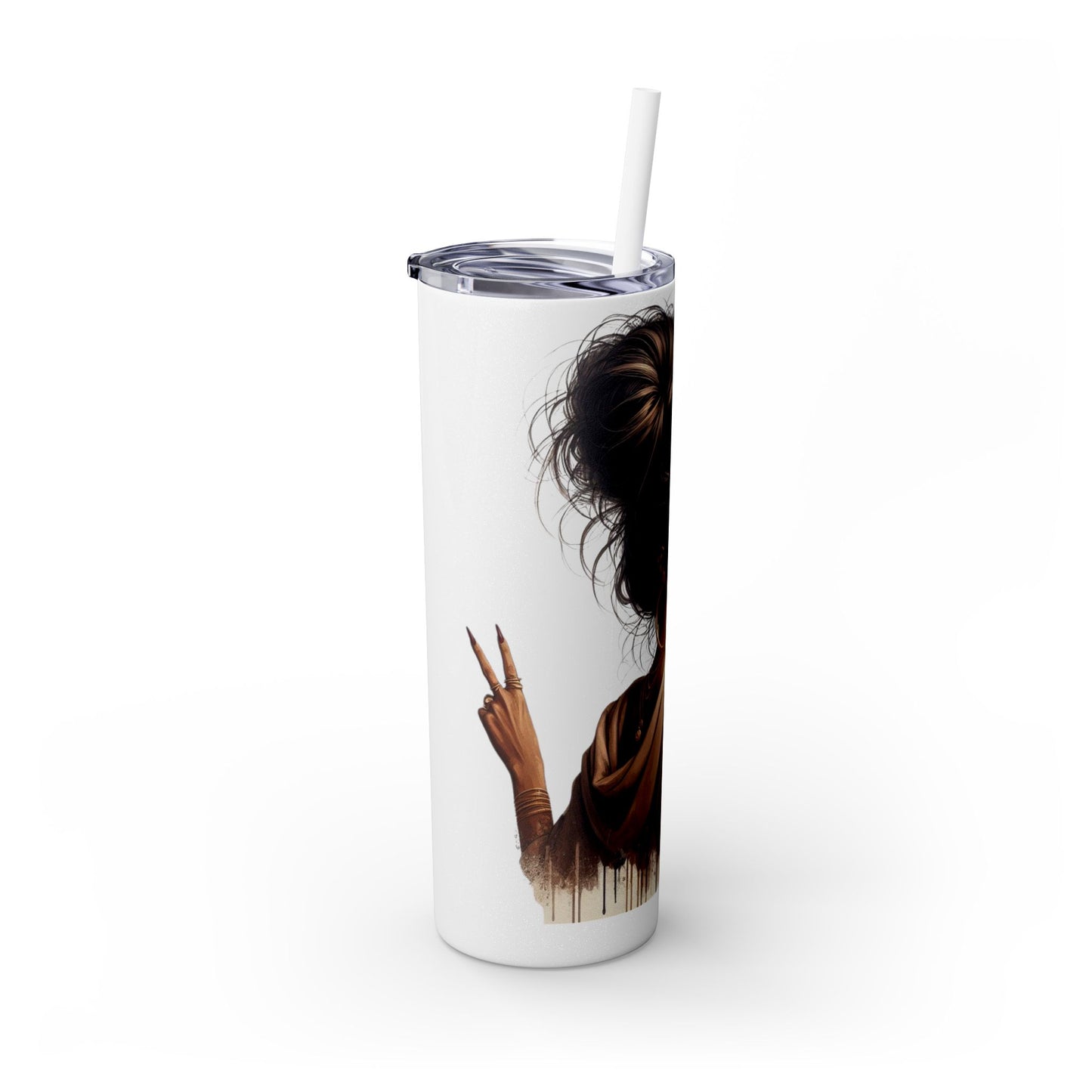 GO ASK YOUR DAD Stylish 20oz Skinny Tumbler with Straw - Go For It Design