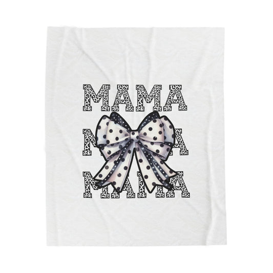 Plush Blanket - Mama Bow Leopard Print