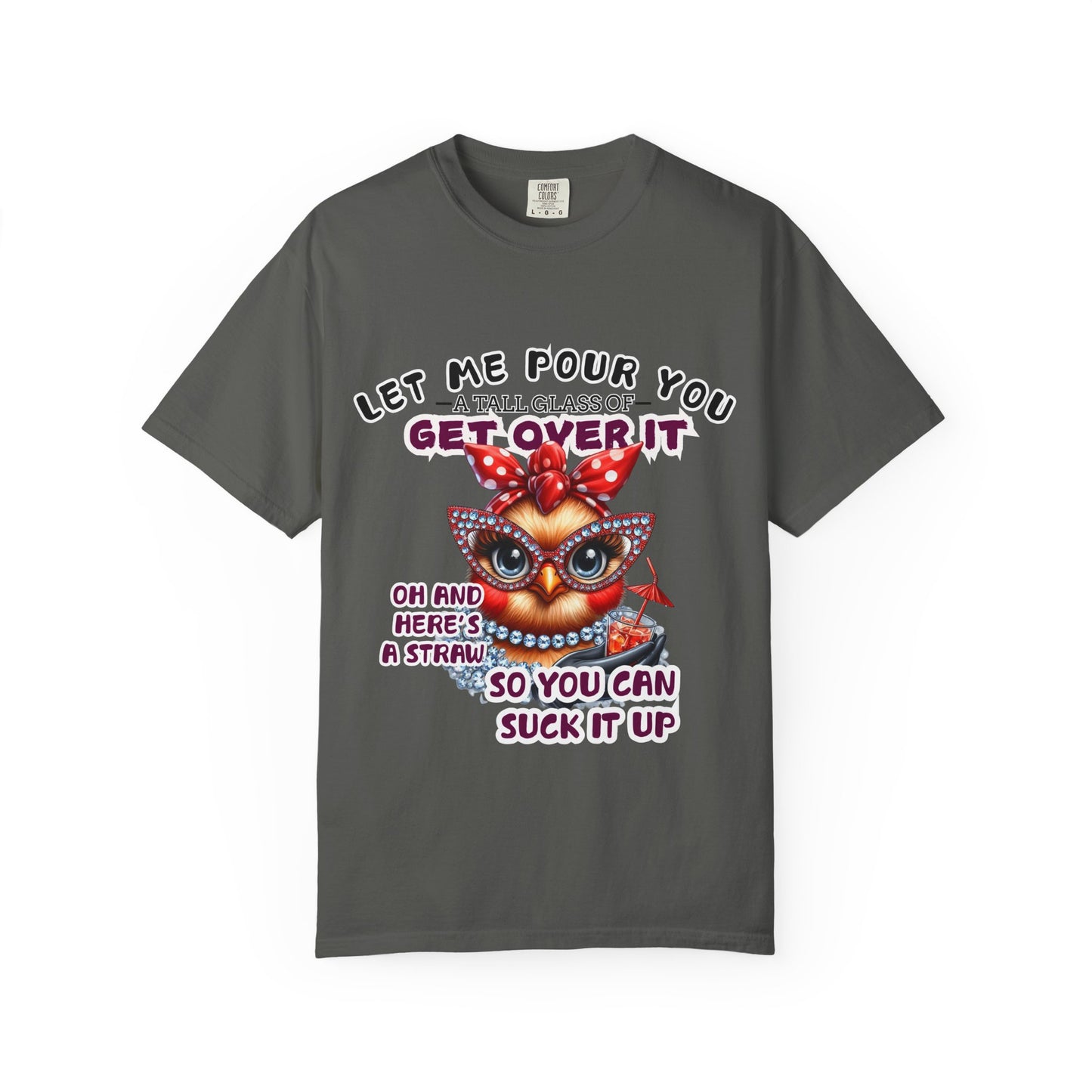 Funny Unisex Comfort Colors T-Shirt - "Get Over It" Chicken Design - Perfect for Casual Wear and Gifts