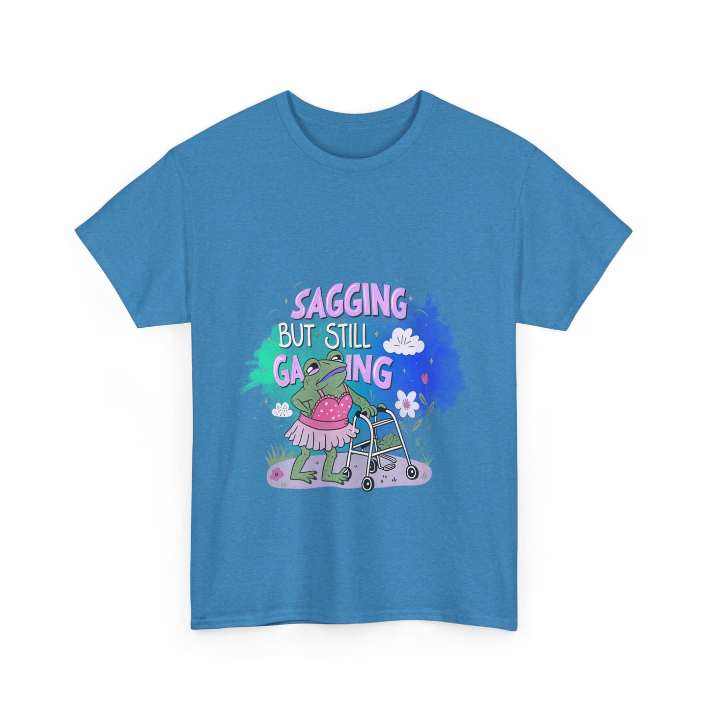 Unisex Heavy Cotton Tee - "Sagging But Still Gaming" Fun Graphic Tee for Gamers