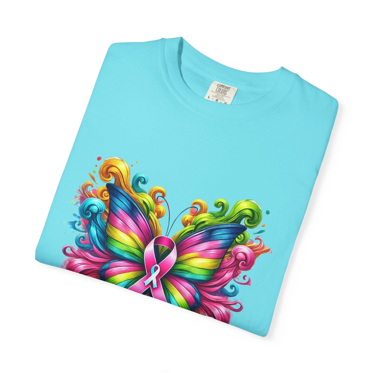 Colorful Butterfly Cancer Awareness Comfort Colors T-Shirt - Believe in Miracles, Fight Together