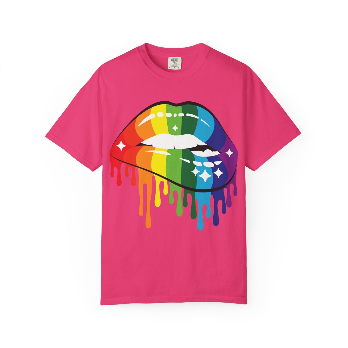 Rainbow Drip Lips Shirt – Bold Pride Graphic Tee, Colorful LGBTQ+ Lip Art, Glitter Dripping Lips Design