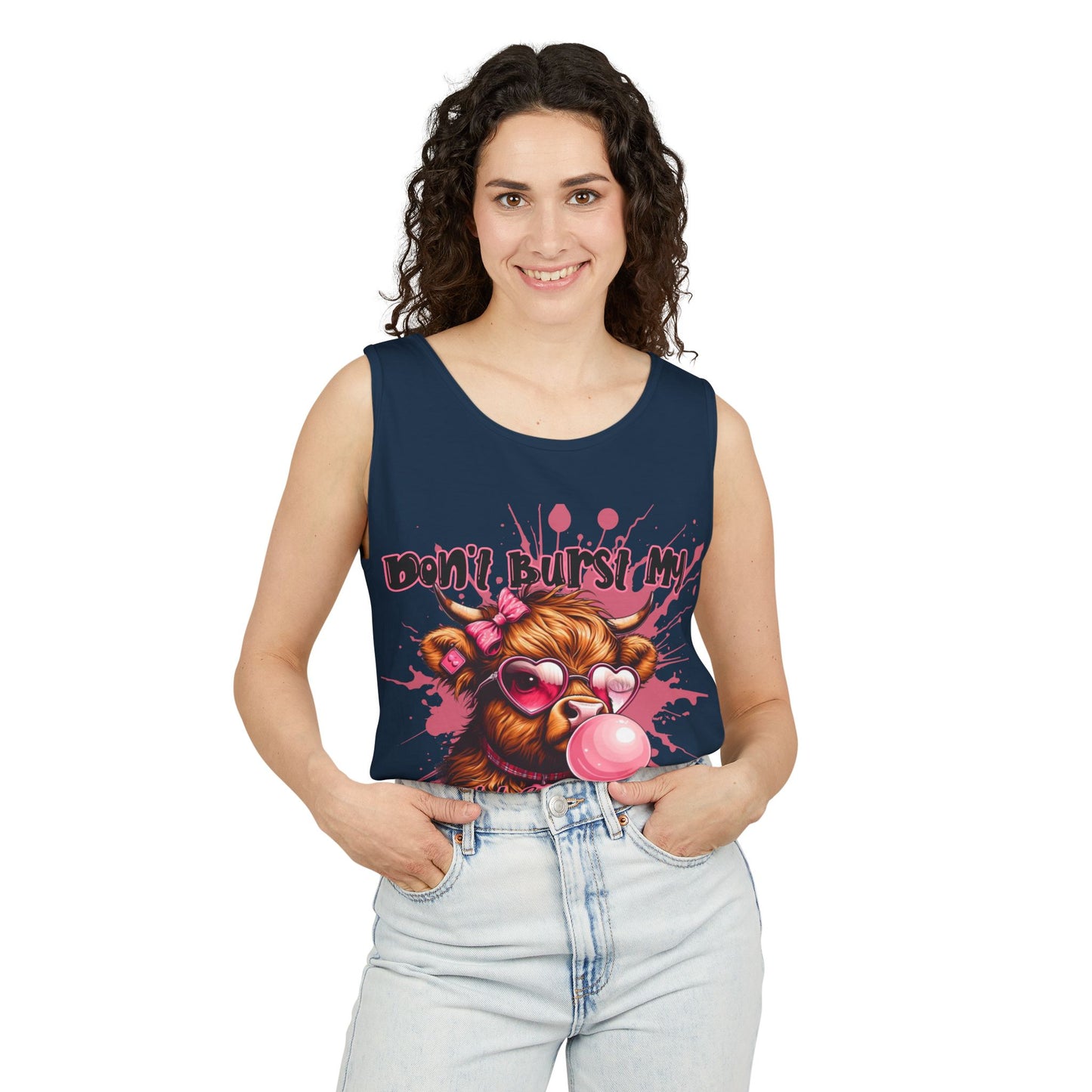 Tank Top - Don't Burst My Bubble Highland Cow Design