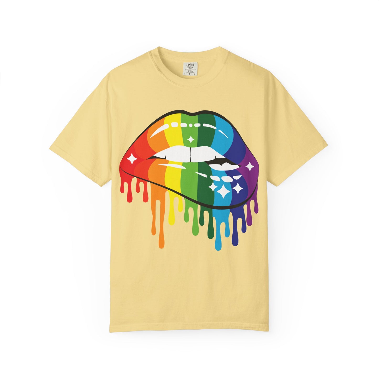 Rainbow Drip Lips Shirt – Bold Pride Graphic Tee, Colorful LGBTQ+ Lip Art, Glitter Dripping Lips Design