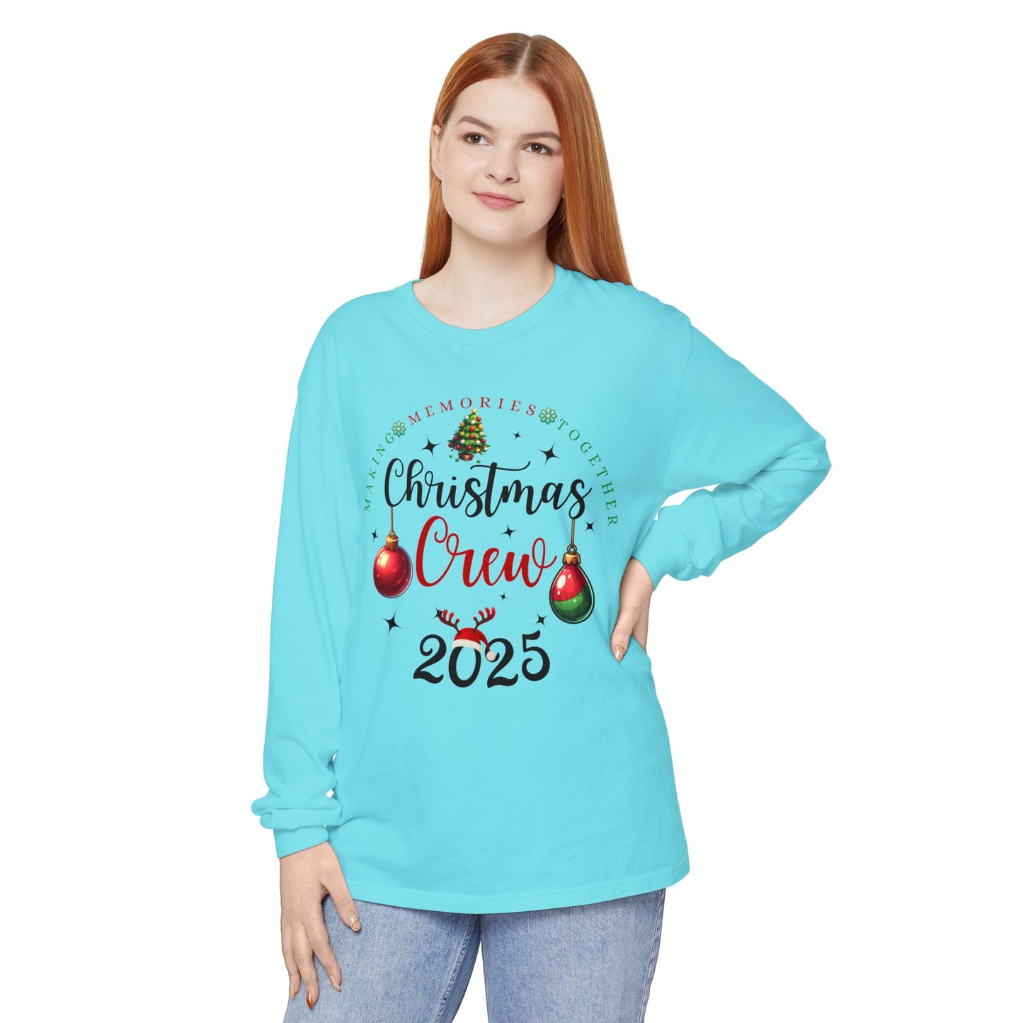 Christmas Crew Long Sleeve T-Shirt 2025; Comfort Colors