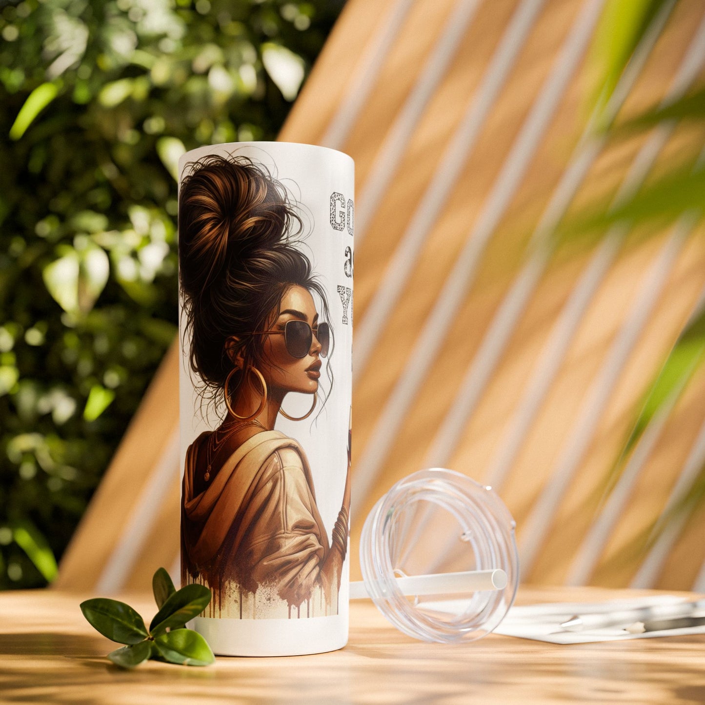 GO ASK YOUR DAD Stylish 20oz Skinny Tumbler with Straw - Go For It Design