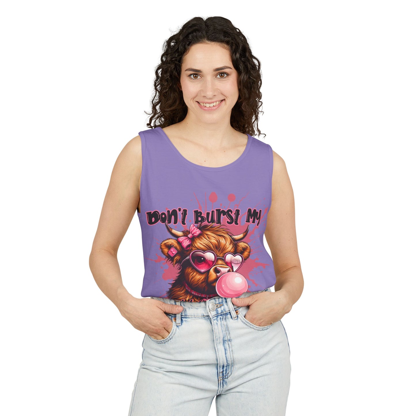 Tank Top - Don't Burst My Bubble Highland Cow Design