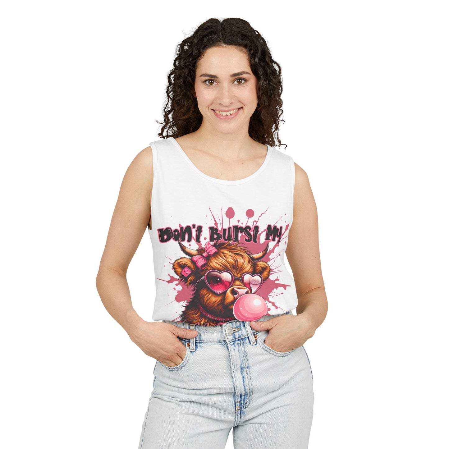 Tank Top - Don't Burst My Bubble Highland Cow Design