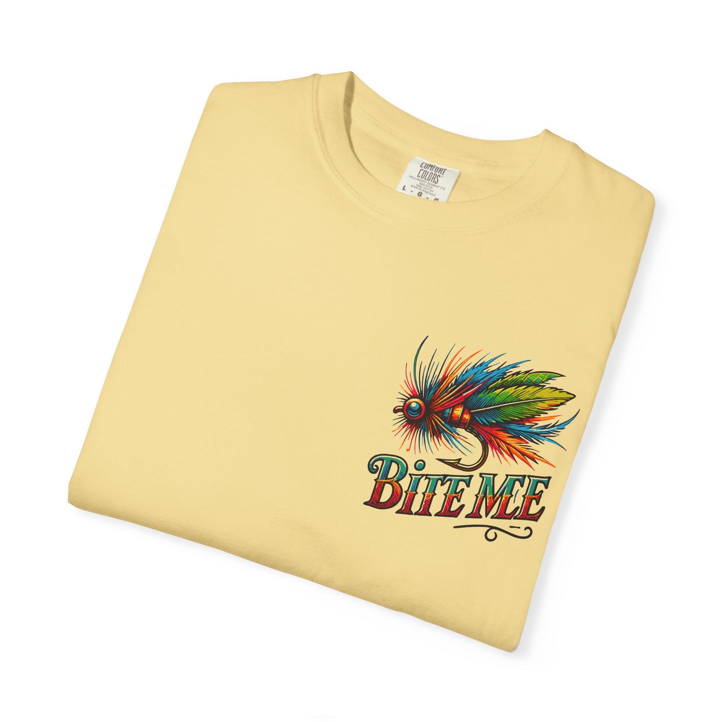 Bite Me Fishing Shirt – Funny Fly Fishing Graphic Tee, Rainbow Lure Outdoor Humor, Sassy Angler Gift