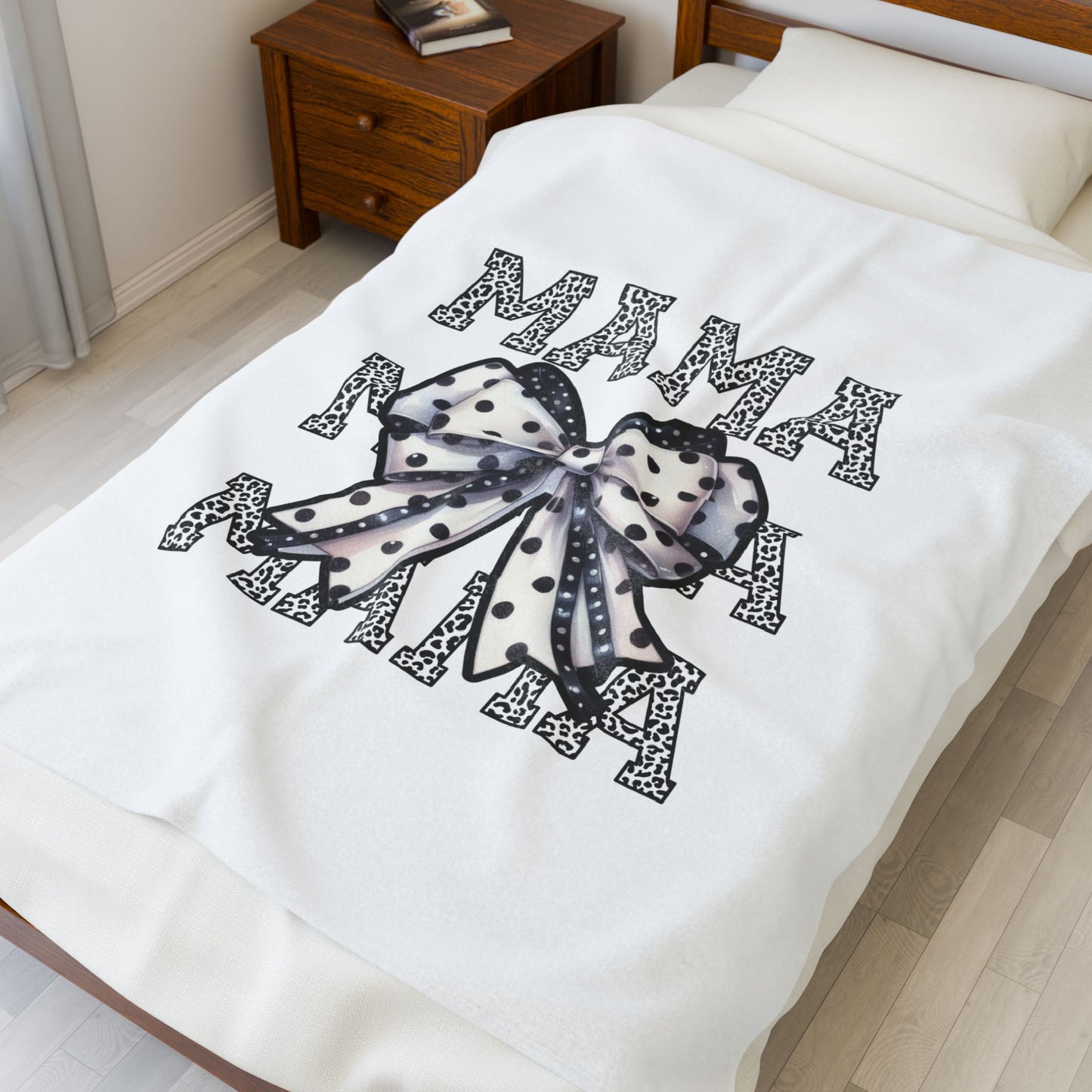 Plush Blanket - Mama Bow Leopard Print