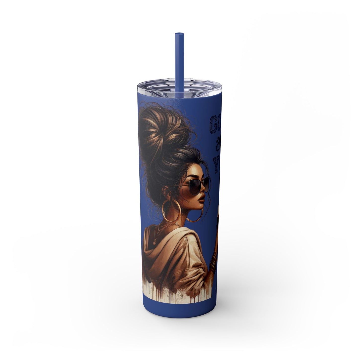 GO ASK YOUR DAD Stylish 20oz Skinny Tumbler with Straw - Go For It Design