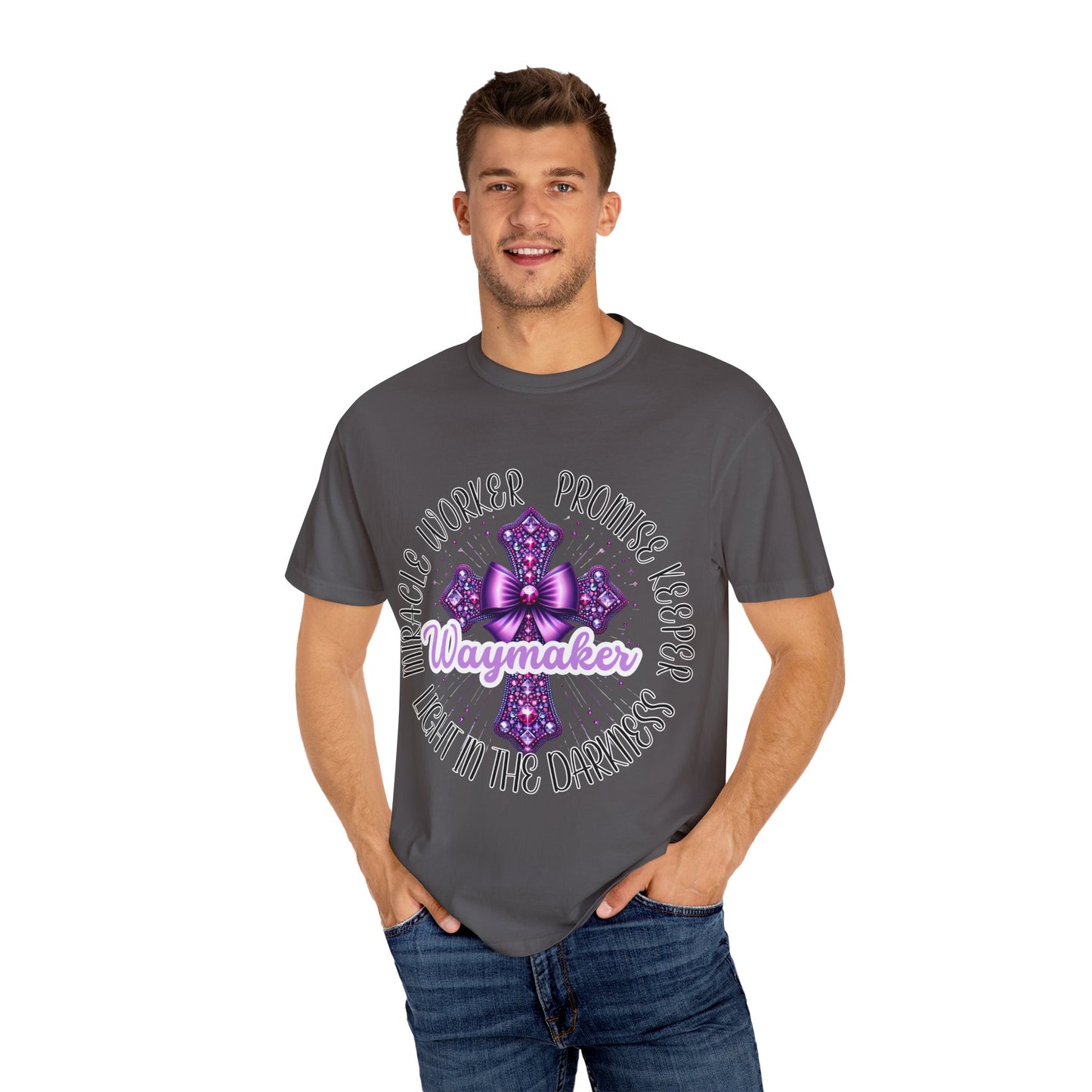 Inspirational Christian Comfort Colors T-Shirt - Waymaker Cross Design