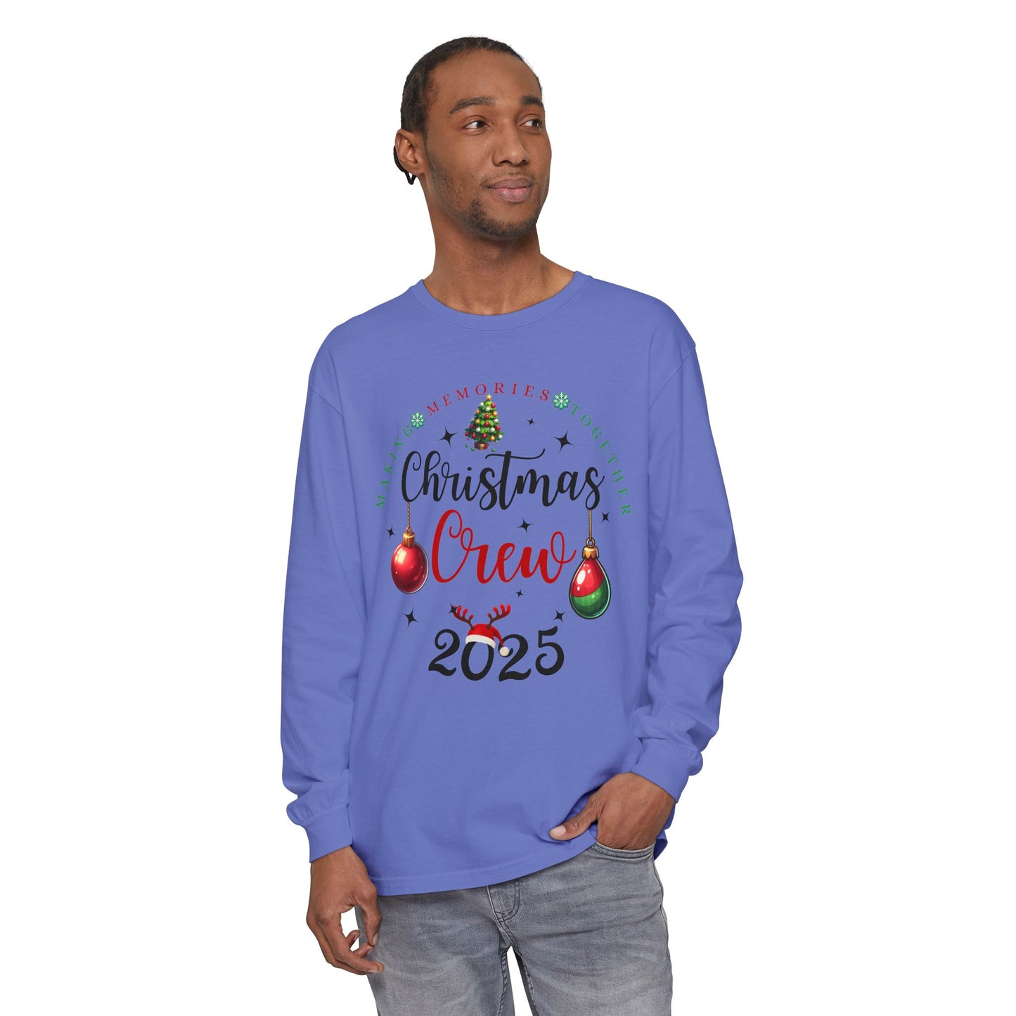 Christmas Crew Long Sleeve T-Shirt 2025; Comfort Colors