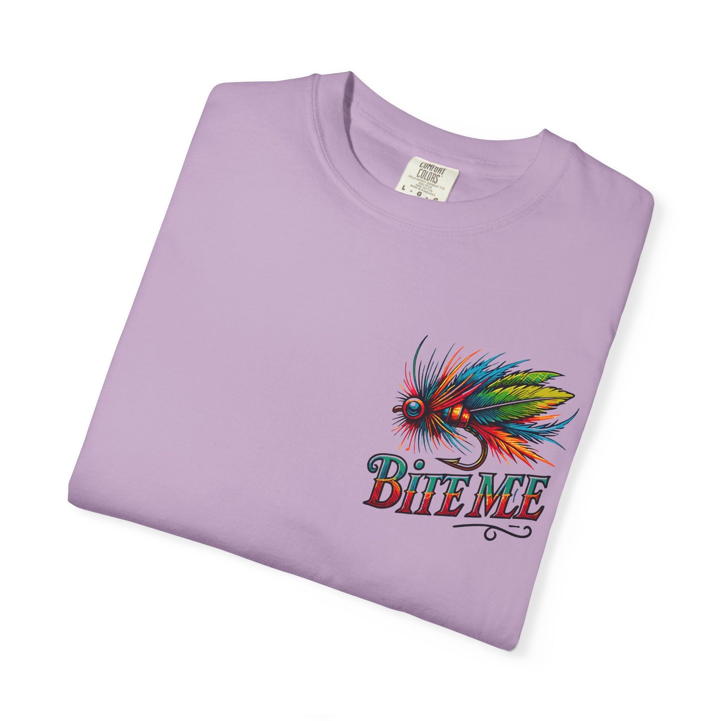 Bite Me Fishing Shirt – Funny Fly Fishing Graphic Tee, Rainbow Lure Outdoor Humor, Sassy Angler Gift