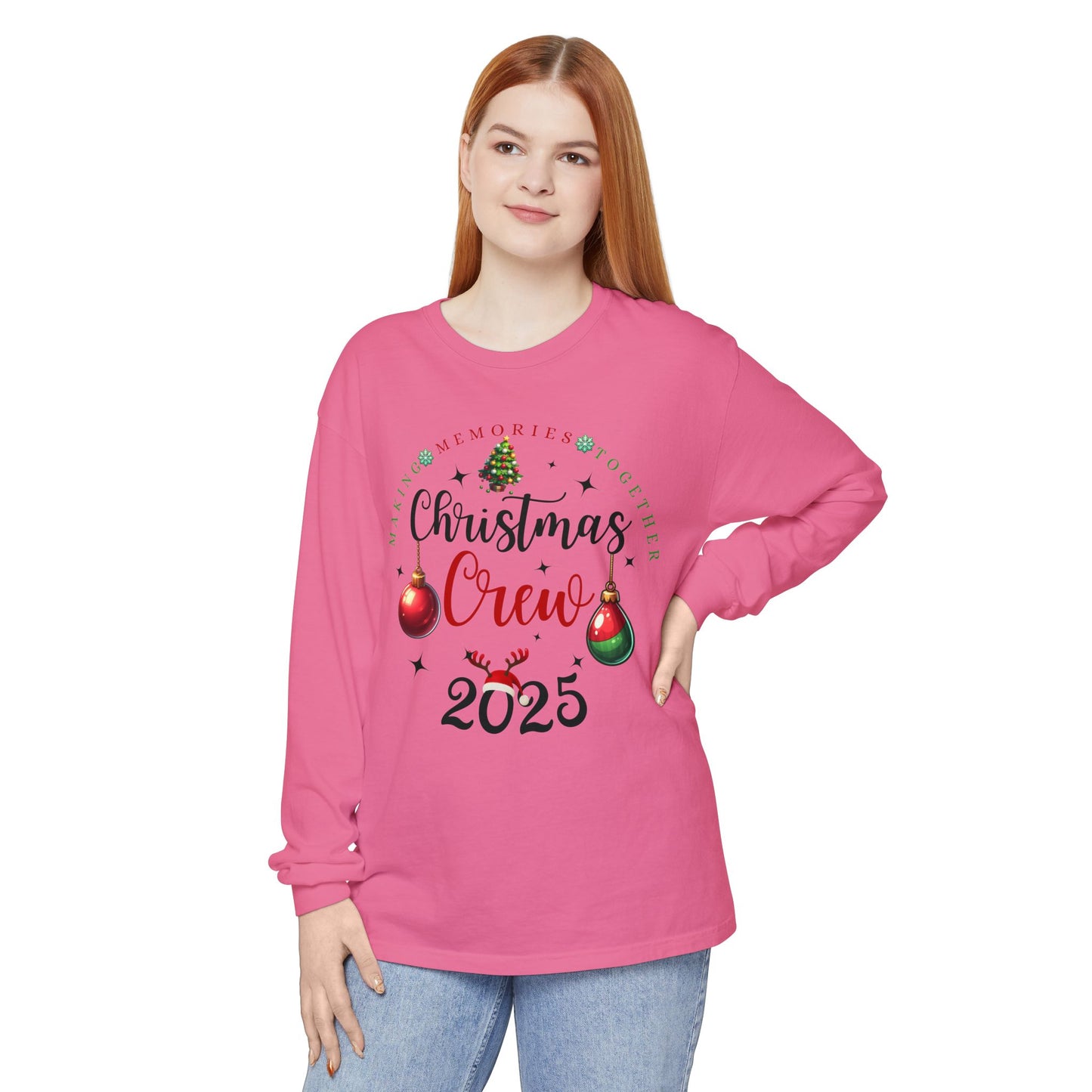 Christmas Crew Long Sleeve T-Shirt 2025; Comfort Colors