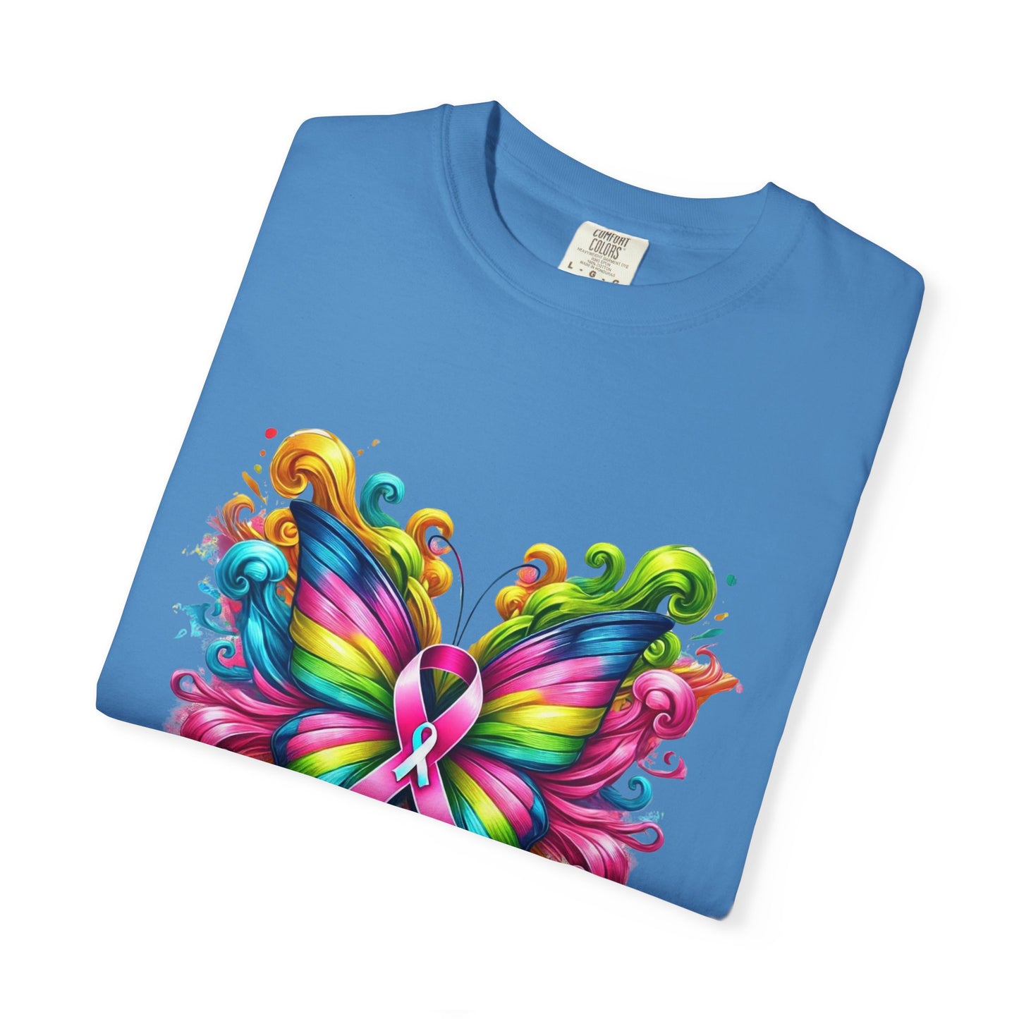 Colorful Butterfly Cancer Awareness Comfort Colors T-Shirt - Believe in Miracles, Fight Together