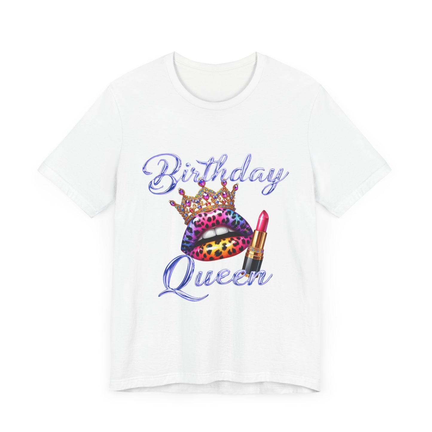 Birthday Queen T-Shirt - Unisex Jersey Tee with Lipstick Design