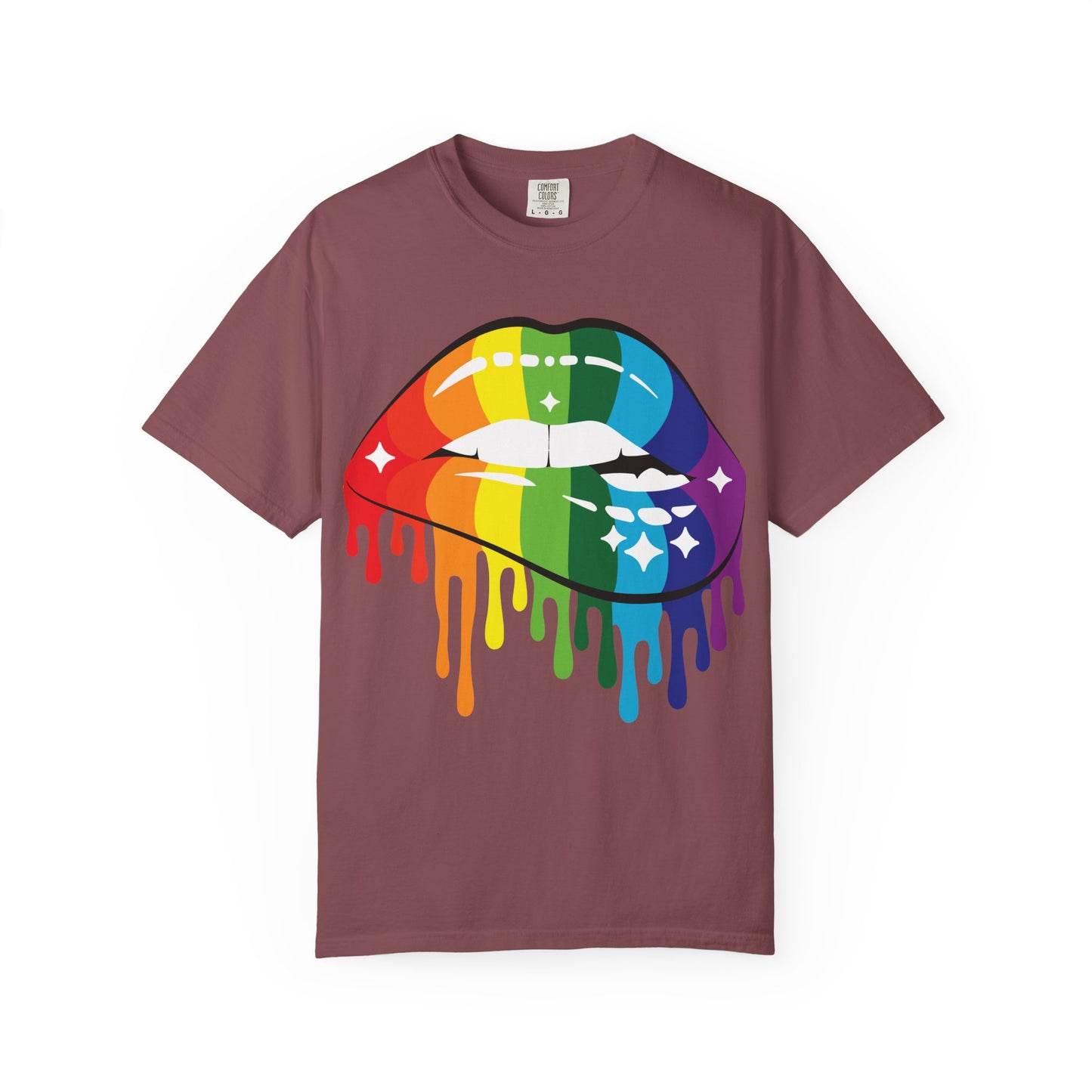Rainbow Drip Lips Shirt – Bold Pride Graphic Tee, Colorful LGBTQ+ Lip Art, Glitter Dripping Lips Design
